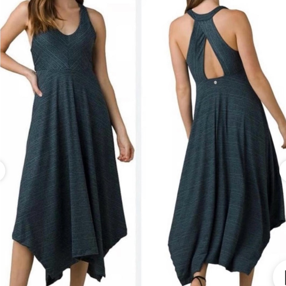 Prana Black Asymmetrical Cut Out Sun Dress